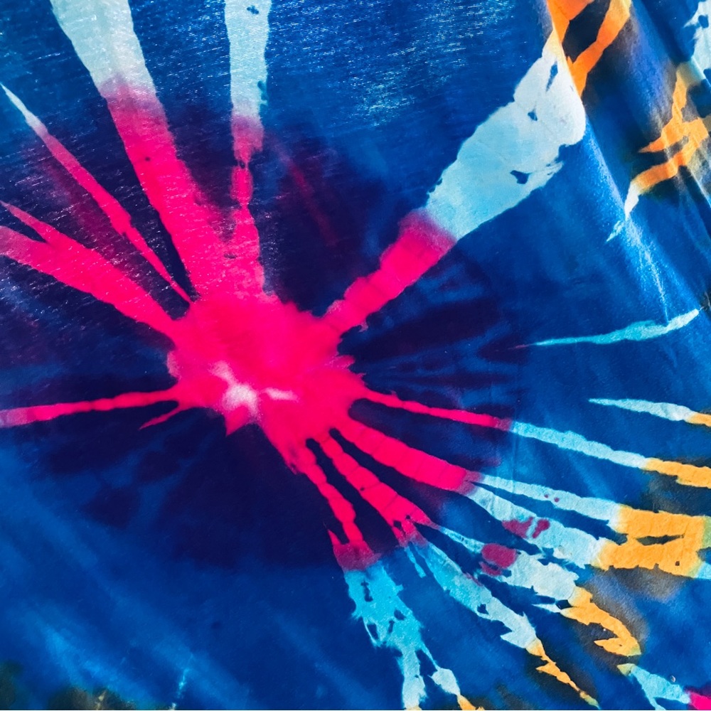 Fun to wear, flowing tie dye cotton tank dress, with vivid colors. No tags, XL - Picture 3 of 4